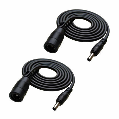 Picture of DZYDZR 2pcs 1 Meter 2.1mm x 5.5mm Female to 1.35mm x 3.5mm Male DC Extension Cable Converter Black 22 AWG Copper Wire Plug Max 24V 3A (3.3ft)