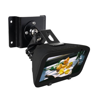 Picture of shinar Metal Wall Mount ONLY for Echo Show 5 (3rd Generation) - Swivels up to 360° / Tilts -70° / +70°,Mount Stand Compatible with Show 5 (3rd Gen)&iPhone Models with Wiremanagement (Black)