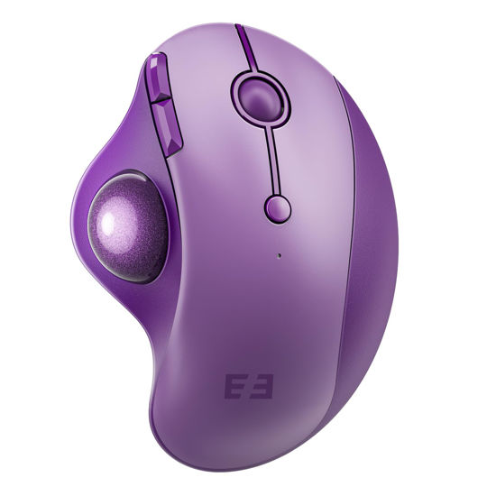 Picture of seenda Wireless Trackball Mouse, Ergonomic Mouse Bluetooth - Rollerball Mouse Rechargeable, Multi Devices Connection Thumb Control Mouse Compatible for Mac/Android/Windows Computers - Purple