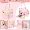 Picture of Covkev Teacher Tote Bag with 15.6 Inch Laptop Compartment, Soft Nylon Teacher Utility Bag with Multiple Pocket& Shoulder Strap, Large Work Tote Bag for Office& Teacher Supplies Organizer Women (Pink)