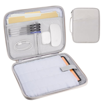 Picture of 12.9 Inch Tablet Sleeve, Padded Protective Carrying Case for iPad Pro 12.9 M2/M1/2018-2020, Surface Pro 9/8/X/7/6, 12.4” Galaxy Tab S8/S7+ (White Grey-12.9)