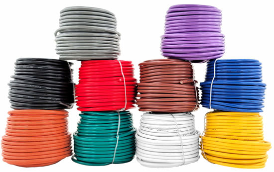 Picture of GS Power 14 Gauge Stranded Copper Clad Aluminum Primary Wire Assortment for Car Audio Amplifier Remote Automotive AV Dash Harness Hookup Wiring | 10 Color Combo in 50 feet Roll