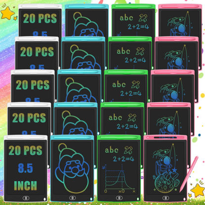 Picture of 20 Pack LCD Writing Tablet for Kids Bulk, 8.5 Inches Reusable Doodle Board, Writing Tablet for Kids, Painting Pads Education Bulk Toys Classroom Party Favors Gifts for Kids 3-8