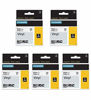 Picture of FlyLong Rhino 5200 4200 Label Tape Replacement for DYMO Rhino 18445 Vinyl 3/4" Industrial Permanent Label Tapes for DYMO Rhino 5200 5000 6000 Industrial Label Maker, Black on White, 19mm x 5.5m, 5pack