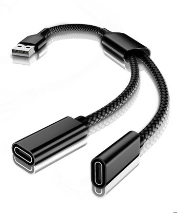 Picture of Elebase USB Male to Double USB C Female Adapter,Type A Charger Cable Dual Two Splitter for iPad 8th 9th 10th Air 4th 5th Mini 6th Generation,iPhone 16 15,Samsung Galaxy Note S23 S24,Google Pixel XL