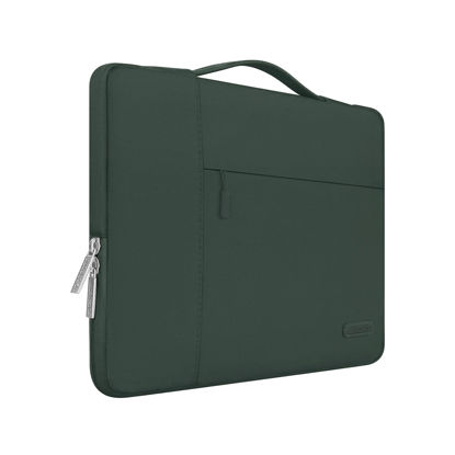 Picture of MOSISO Laptop Sleeve Compatible with MacBook Air/Pro, 13-13.3 inch Notebook, Compatible with MacBook Pro 14 inch M3 M2 M1 Chip Pro Max 2023-2021, Polyester Multifunctional Briefcase Bag,Midnight Green