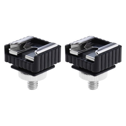 Picture of Micro Traders 2PCS Flash Hot Shoe Mount Adapter to 1/4 Thread Hole with 1/4"-20 Male to 1/4"-20 Male Tripod Screw Adapter Compatible with Canon 580EXII/580EX/430EXII/430EX
