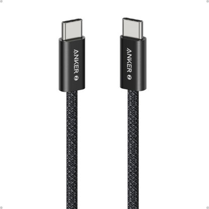 Picture of Anker Zolo USB C to USB C Cable, Braided and Dirt-Free Type C Fast Charging Cable, Slim Connector, for iPhone 16 Series, MacBook (240W) (Black, 3ft)