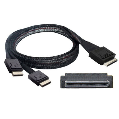 Picture of Chenyang SFF-8611 to SFF-8611 Cable,OCuLink PCIe PCI-Express SFF-8611 8X 8-Lane 1 Male to 2 Male SSD Data Active Cable 50cm