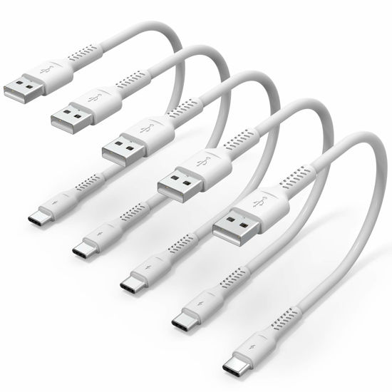 Picture of Short USB C Charging Cable 1ft, 5 Pack Durable USB A to USB Type C 3A Fast Charging Cord for Charging Station, Compatible with Samsung Galaxy Note S10 S20 S30 OnePlus 7T 8T Pixel 4 5 LG V30 V20 V40