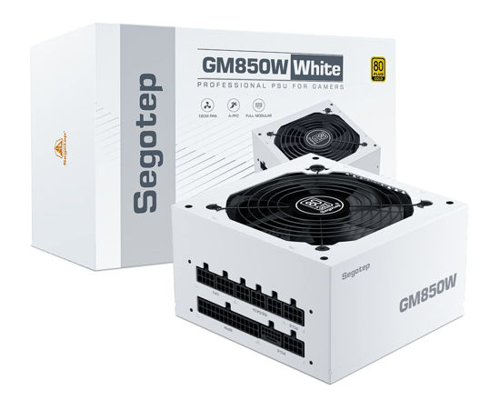 Picture of Segotep GM850 White Power Supply 850W, PCIe 5.0 & ATX 3.0 Full Modular 80 Plus Gold PSU for NVIDIA RTX 40 Series and AMD Graphics Cards, 100% Japanese 105°C Capacitor