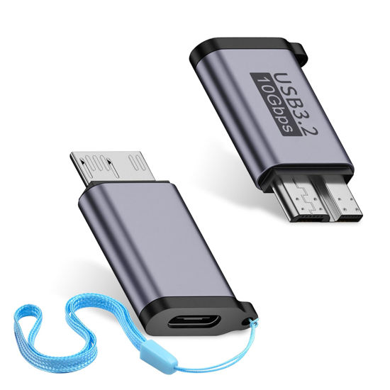 Picture of Duttek USB C to Micro B Adapter 10Gbps, Micro B to USB C Adapter 3.2, USB Type C Female to Micro B Male Converter Adapter for Hard Drive Cable, External Hard SSD Drive, Tablet, Phone, Laptop, 2 Pack