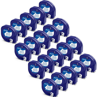 Picture of Label KINGDOM 20-Pack Label Compatible with DYMO 91331 LetraTag Label Tapes White Plastic Refills 12mm x 4m (1/2" x 13') for Dymo Letra Tag Label Maker LT100H LT100T QX50 LT-200B, Black on White