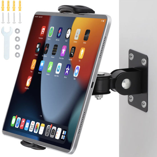 Picture of GSRUAN Dual Pull Tablet Wall Mount, Suitable for 4.7 to 12.9 inch Tablet or Smartphone, Medical Places, Factory，Homes, Classrooms（Black）