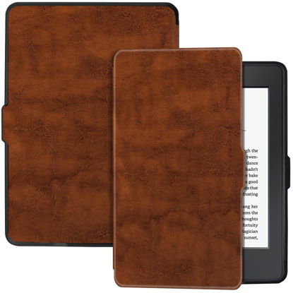 Picture of BOZHUORUI Slim Case for Kindle Paperwhite 5th/6th/7th Generation Prior to 2018 (2012-2017 Release,Model EY21 & DP75SDI) - Premium PU Leather Protective Cover with Auto Sleep/Wake (Brown)