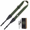 Picture of Padwa Lifestyle Adjustable Camera Strap - 2" Wide Top Layer Cowhide Head Camera Straps for Photographers, Vintage Adjustable Neck Shoulder & Crossbody Strap Quick Release fits All Cameras-Green Stripe