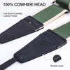 Picture of Padwa Lifestyle Adjustable Camera Strap - 2" Wide Top Layer Cowhide Head Camera Straps for Photographers, Vintage Adjustable Neck Shoulder & Crossbody Strap Quick Release fits All Cameras-Green Stripe