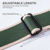 Picture of Padwa Lifestyle Adjustable Camera Strap - 2" Wide Top Layer Cowhide Head Camera Straps for Photographers, Vintage Adjustable Neck Shoulder & Crossbody Strap Quick Release fits All Cameras-Green Stripe