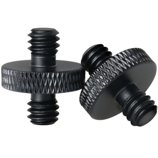 Picture of LRONG 2pcs 1/4 inch Male to 1/4 inch Male Threaded Tripod Screw Adapter Double Sides Standard Mounting Thread Converter for Camera Mount, Black