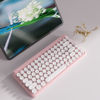 Picture of UBOTIE Wireless Bluetooth Keyboard, Portable 84-Key with Cute Retro Round Keycaps, Ergonomic Typewriter Keyboards Compatible with Windows, Android, MAC (Pink-White)