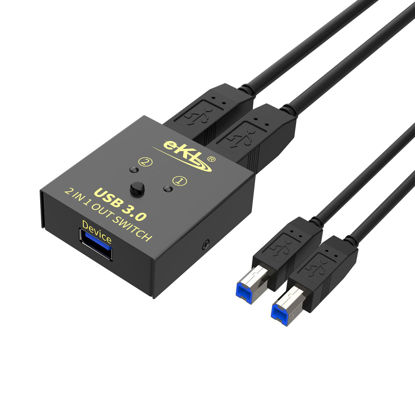 Picture of eKL USB 3.0 Switch Selector 2 Computers Sharing 1 USB Peripheral Mouse Keyboard Printer Scanner with 2 Pack USB A to B Cables