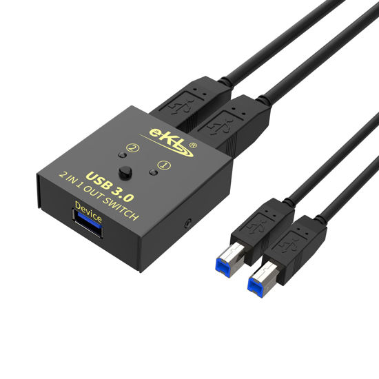 Picture of eKL USB 3.0 Switch Selector 2 Computers Sharing 1 USB Peripheral Mouse Keyboard Printer Scanner with 2 Pack USB A to B Cables