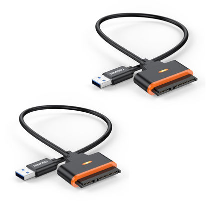 Picture of FEMORO SATA to USB Adapter 2 Pack, USB A 3.0 to SATA III Hard Drive Converter, Data Transfer Support UASP Compatible for 2.5 Inch SSD