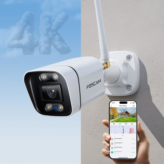 Picture of FOSCAM 4K 8MP Security Cameras Wireless Outdoor, 5GHz&2.4GHz WiFi Surveillance Camera for Home Security Outside, 120° FoV, 20x Zoom, AI Detect Human/Vehicle, 66FT Color Night Vision, IP66
