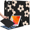 Picture of Wazzasoft for iPad 9th/8th/7th/Air 3rd Generation/Pro 10.5 Inch Case Keyboard Pencil Holder Folio Tablet Cover Women Girl Cute Girly Teen Kawaii Black Flower Unique Design for Apple 10.2 & 10.5 Inch