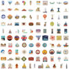 Picture of 100Pcs World Travel Stickers Pack, Waterproof Vinyl Travel Map Stickers for Suitcase, Bicycle, Laptop, Water Bottle, Notebooks, Diary, Journaling, Scrapbooking, Aesthetic Vintage Tourism Decals