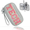 Picture of COSHAYSOO Electronics Accessories Organizer Bag with Chenille Letter Patch TECH for Women Travel Gifts, Traveling Essentials Compact Case Waterproof Must Have Pouch for Cord Charger Adapter (Gray)