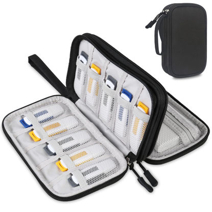 Picture of Lacdo USB Flash Drive Case Thumb Drive Holder Case Organizer Portable Electronic Accessories Storage Bag for SanDisk/SamData/Samsung USB Flash Drives Jump Drive Memory Stick, SD Card, Cable, Black
