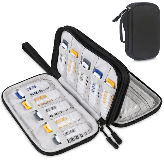 Picture of Lacdo USB Flash Drive Case Thumb Drive Holder Case Organizer Portable Electronic Accessories Storage Bag for SanDisk/SamData/Samsung USB Flash Drives Jump Drive Memory Stick, SD Card, Cable, Black