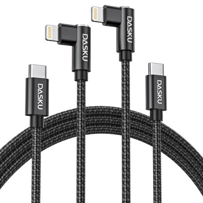 Picture of USB C to Lightning Cable [Apple MFi Certified] iPhone Charger Fast Charging 2Pack 10FT Long Nylon 90 Degree Type C iPhone Charger Cord Compatible with iPhone 14/13/12/11/XS/XR/X/8/iPad and More