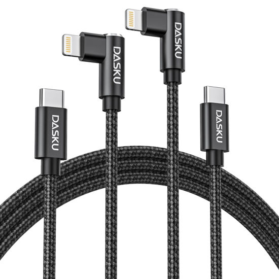 Picture of USB C to Lightning Cable [Apple MFi Certified] iPhone Charger Fast Charging 2Pack 10FT Long Nylon 90 Degree Type C iPhone Charger Cord Compatible with iPhone 14/13/12/11/XS/XR/X/8/iPad and More