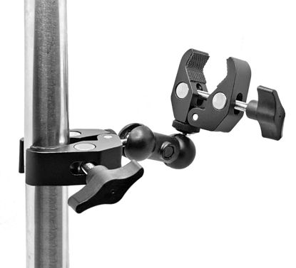 Picture of Universal Double Arm Clamp,Super Clamp 360° Adjustable Crab Clip Bracket Magic Articulating Arm Double Clamp for Photo Studio Light Stand Camera Stand Photography Reflector Photo Boom Stand Umbrella