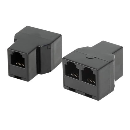 Picture of AIMIJIA 3Female Telephone Splitter Adapter Cable,Telephone Landline Cable Connector and Separator (RJ12 6P6C-2 Pack)