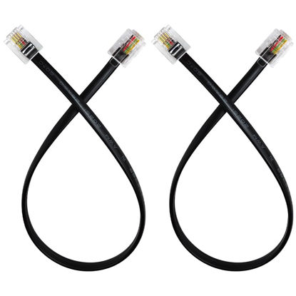 Picture of XANHAM Phone Cable 1 Foot Short Telephone Line Cord with RJ11 6P4C Connectors for Landline Phone, Fax Machine and Modem, for Both in-Wall and Out-Wall Using, Black, 2 Pack, AV04601