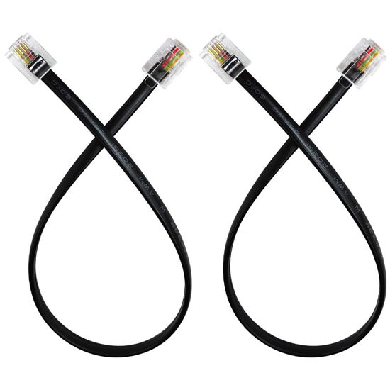 Picture of XANHAM Phone Cable 1 Foot Short Telephone Line Cord with RJ11 6P4C Connectors for Landline Phone, Fax Machine and Modem, for Both in-Wall and Out-Wall Using, Black, 2 Pack, AV04601