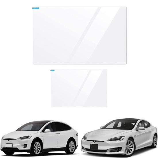 Picture of ShowEv Tesla Model S/X 2023 2022 2021 Screen Protector Matte Anti Glare Fingerprint Center Control Touchscreen Navigation Touch Tempered Glass Screen Protector