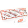 Picture of MOFII Wireless Keyboard and Mouse Combo, Computer Full Size 2.4G Plug and Play Wireless Typewriter Retro Round Keyboard and Mouse Set for Windows, Computer, Desktop, PC, Notebook - (Light Orange)