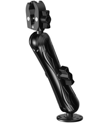 Picture of VAZESWIN Aluminum Alloy 1.5" Ball Trolling Motor Stabilizer Mount with Tough-Claw Clamp Base for 1/2" to 1-3/4" Diameter Rails, 9.1" Long Arm & Round Base for RAM Mounts C Size 1.5" Ball Components