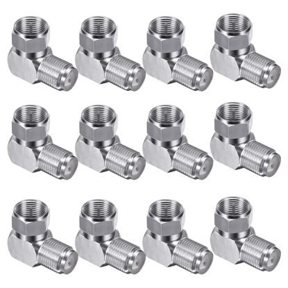 Picture of Fanbalunke Right Angle Coaxial Connector 12 Pcs RG6 F Type Female to Male Adapter F Type 90 Degree Coaxial Male to Female Cable Connector RG6 Adapter L Shape for Wall Mounted TV, Modem, Wall Plate