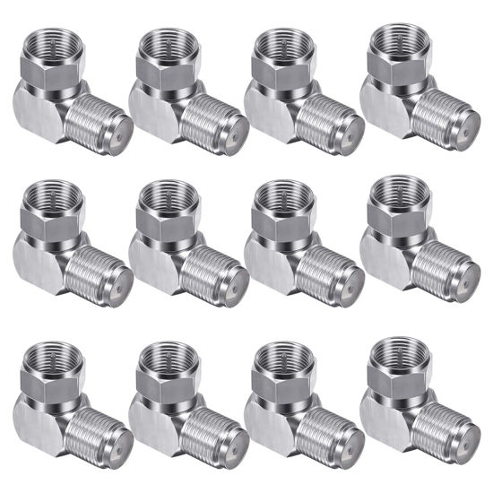 Picture of Fanbalunke Right Angle Coaxial Connector 12 Pcs RG6 F Type Female to Male Adapter F Type 90 Degree Coaxial Male to Female Cable Connector RG6 Adapter L Shape for Wall Mounted TV, Modem, Wall Plate