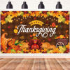 Picture of XtraLarge Happy Thanksgiving Banner 72x44 Inch, Happy Thanksgiving Backdrop, Thanksgiving Decorations Banner, Thanksgiving Pumpkin Maple Turkey Wall Banner