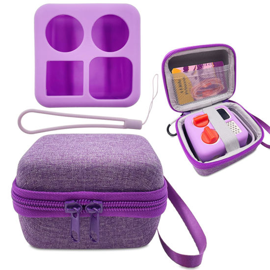 Picture of Hard Carrying Case and Silicone Skin Cover for YOTO Mini Bluetooth Audio Player, Compatible Accessories for Yoto Mini Make Your Own Card - Kids Screen-Free Bluetooth Audio Player (Purple)