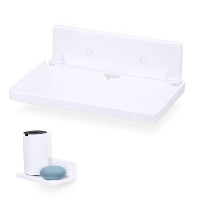 Picture of BRAINWAVZ 8” Shelf Wall Mount for Speakers, Security Cameras, Baby Monitors, Plants Toys & More, Floating Shelves, Adhesive & Screw-in (White)