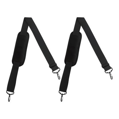 Picture of ZHSLDQ 2Pcs 63 inch Shoulder Straps, Adjustable Duffel Bag Strap, Metal Swivel Hook Duffel Bag Shoulder Strap With Comfort Shoulder Pad, For Laptop Bag, Briefcase, Shoulder Bag, Crossbody Bag (Black)