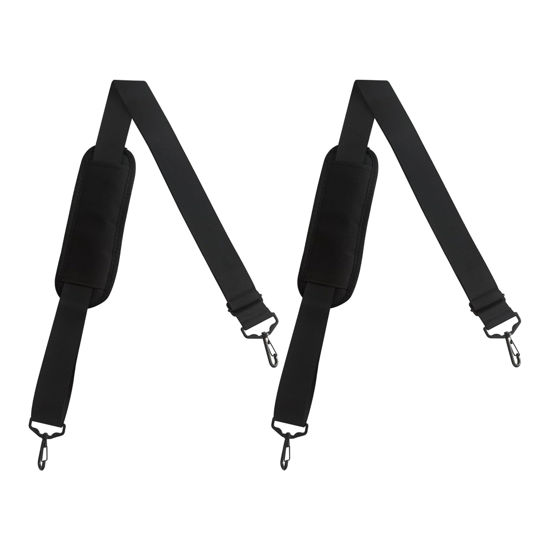 Picture of ZHSLDQ 2Pcs 63 inch Shoulder Straps, Adjustable Duffel Bag Strap, Metal Swivel Hook Duffel Bag Shoulder Strap With Comfort Shoulder Pad, For Laptop Bag, Briefcase, Shoulder Bag, Crossbody Bag (Black)