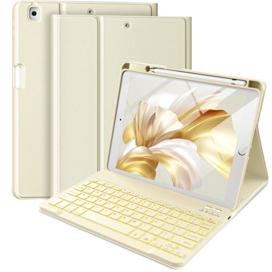 Picture of Hamile for iPad 9th Generation Case with Keyboard 10.2 Inch - Backlit Wireless Detachable Folio Keyboard Cover with Pencil Holder for iPad 8th Gen/7th Gen/iPad Pro 10.5"/iPad Air 3rd Gen (Starlight)